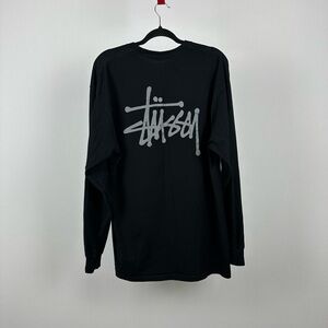 Stussy Black Long Sleeve Tee with Gray Logo
